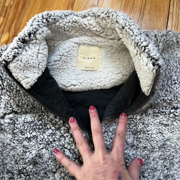 Elodie Quarter Zip Grey Sherpa size M - Picture 2 of 4